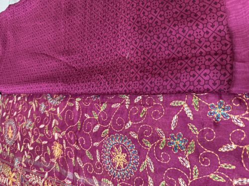 Festive Wear Thread Work Maheshwari Silk Suit, Color : Pink ( Base )