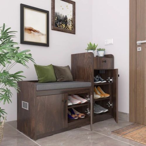 12 Pairs Capacity Shoe Cabinet with Cushion Seating