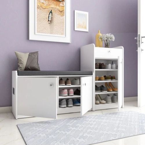 20 Pairs Capacity Shoe Cabinet with Cushion Seating