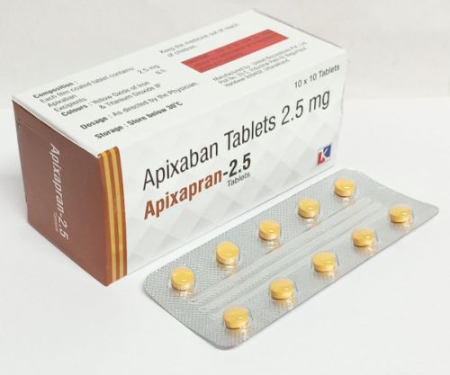 Apixapran 2.5mg Apixaban Tablets, Packaging Type : Strips