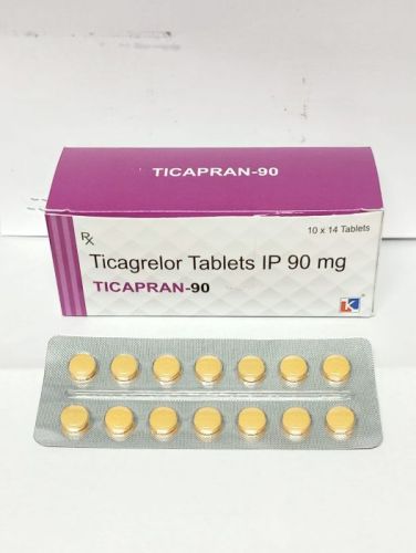 Ticapran 90mg Ticagrelor Tablets, Packaging Type : Blister Pack