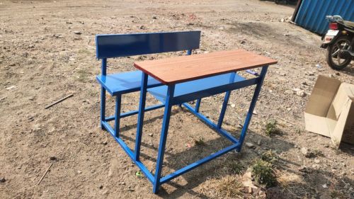 Blue Mild Steel Frame Classroom Desk, Shape : Rectangle
