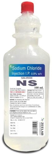 100ml Ns Sodium Chloride IV Fluid, Color : Transparent