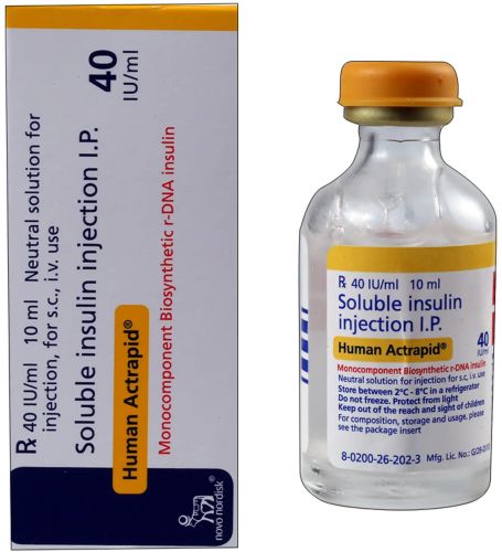 40IU Human Actrapid Soluble Insulin Injection, Form : Liquid