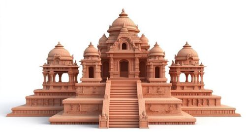 Non Polished Sandstone Red Stone Temple Multisize, Customize