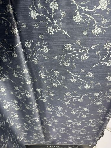 Grey Cotton Printed Fabric for Apparel, Home Decor