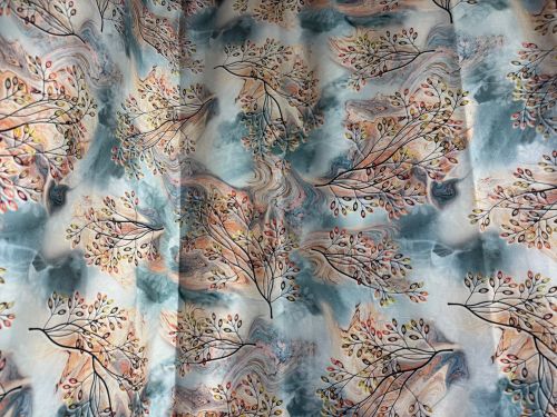 Premium Cotton Tree Branch Printed Fabric for Home Textile Industries