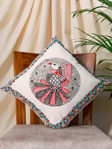 Hand Painted Cotton Cushion Cover, Color : Multicolor