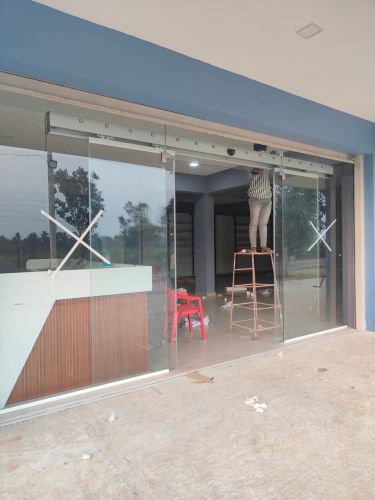 Glass Polished Automatic Sensor Sliding Door, Color : Silver