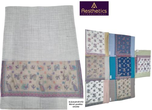 Printed Silk Designer Bird Palla Stoles Standard