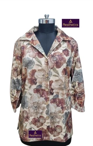 Printed Cotton Polyester Women Long Shirts, Color : Multicolor