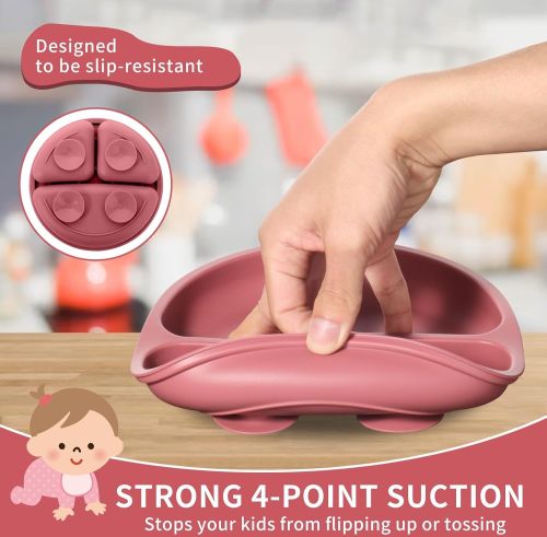 4pcs Silicone Baby Feeding Set, Color : Multicolor