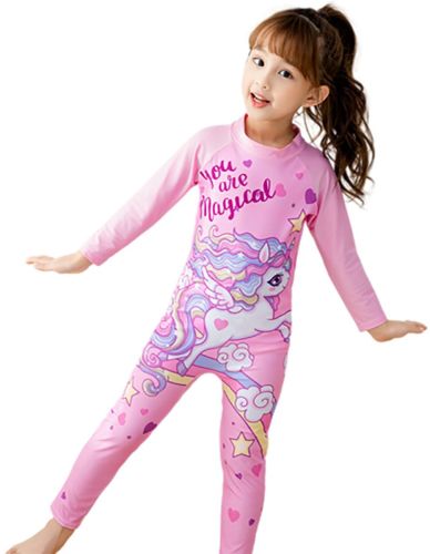 Cotton-Poly Blend Kids Pink Unicorn Zipper Sleep Suit