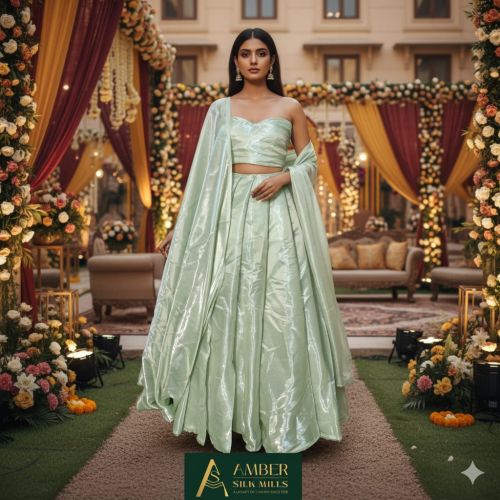 Plain Premium Jimmy Chu Lehenga Choli Fabric, Fabric Usage : Garments