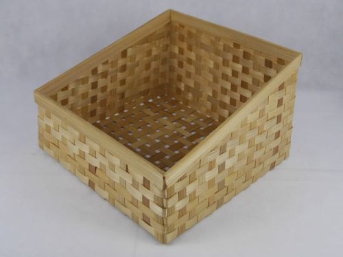 Bamboo Check Weave Storage Basket, Color : Natural
