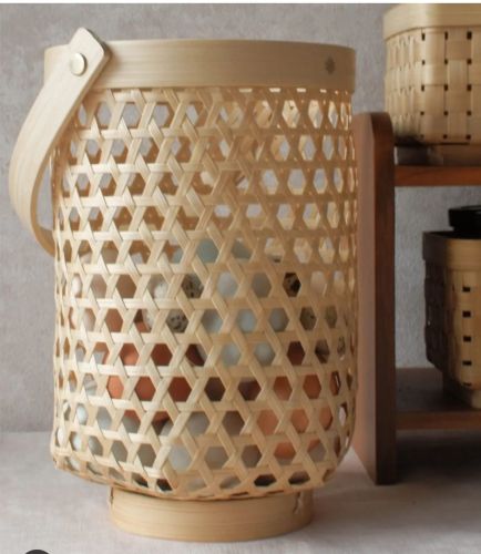 Bamboo Hexagonal Natural Handle Open Basket