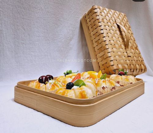 Bamboo Lid Grip Dessert Tray, Color : Natural for Gifting