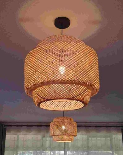 Natural Rattan Triple Glow Dome Pendant Light