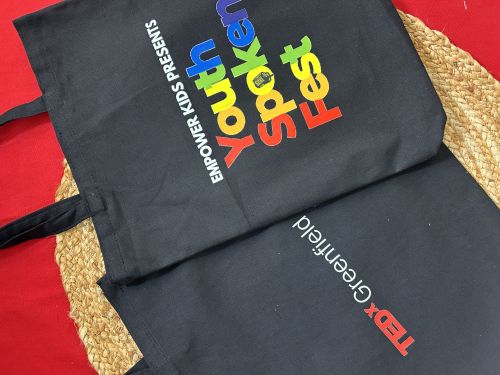 Printed Canvas Tote Bags, Color : Black Casual Use