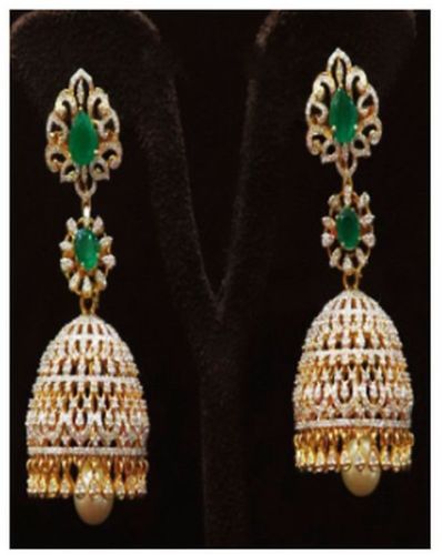 Metal Alloy Chandbali Jhumka Earrings Combo, Color : Golden