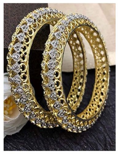 Alloy Gold Plated Pacheli Zircon Bangles, Color : Golden Standard
