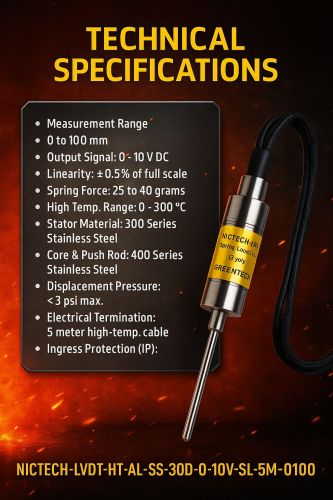 Ss304 Polished SS Lvdt High Temperature Transducers