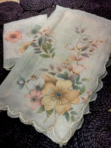 Unstitched Cotton Printed Tissue Linen Saree Party Wear