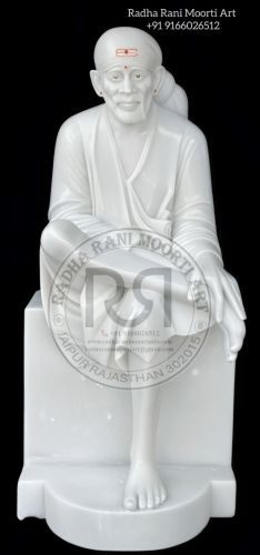 Plain Polished Sai Baba Marble Moorti, Color : White Multi Size