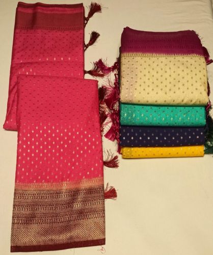 Pure Mysore Crepe Silk Saree, Design : Plain