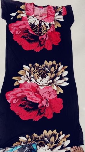 Womens Floral Printed Long Nighty, Color : All XXL