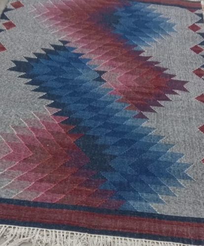 Multi-Color Geometric Handmade Wool Rug
