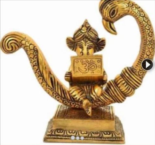 Brass Calendar Ganesh Statue, Color : Golden for Home Decor