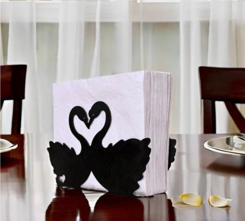 Duck Shape Black Metal Napkin Holder