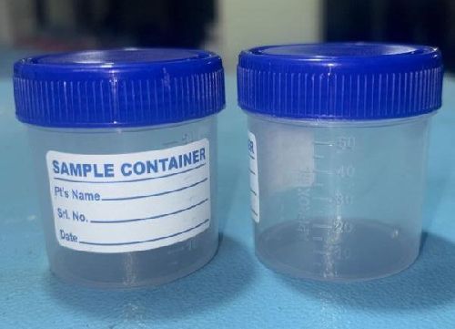 Plain 50 Ml Non-Sterile Urine Container, Shape : Round