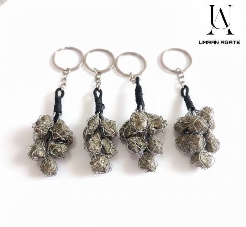 Polished Pyrite Key Chains, Color : Silver, Weight : 20-30gm