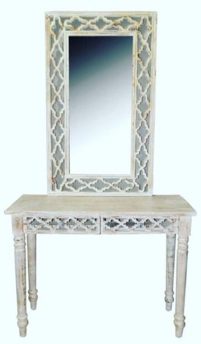 Carved Polished Sheesham Wooden Dressing Unit, Color : White for Home