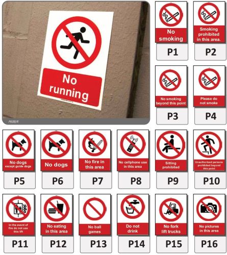 Printed Prohibition Signage, Color : Red White for Indoor Outdoor