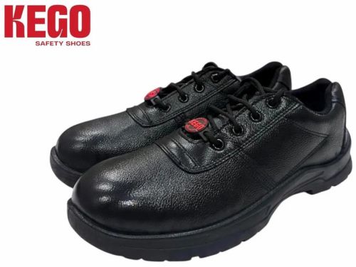 Kego Black Leather PU Sole Construction Safety Shoes