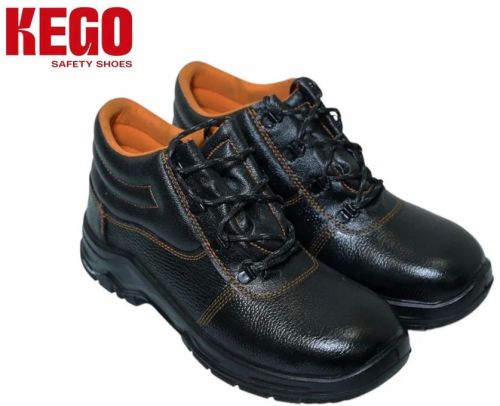 Kego High Ankle Black Leather Industrial Safety Shoes