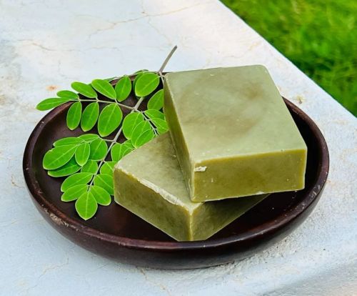 Coconut Oil Moringa Handmade Soap, Color : Green