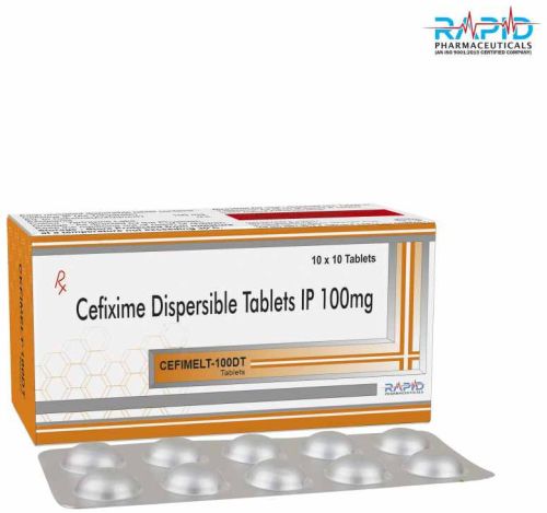 Cefimelt 100mg Cefixime Dispersible Tablet, Packaging Type : Box