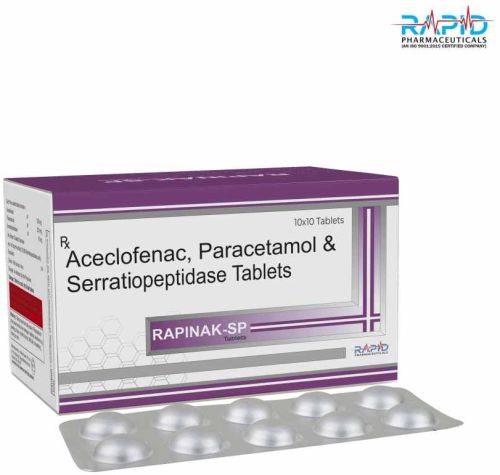 Rapinak SP Aceclofenac Paracetamol Serratiopeptidase Tablet