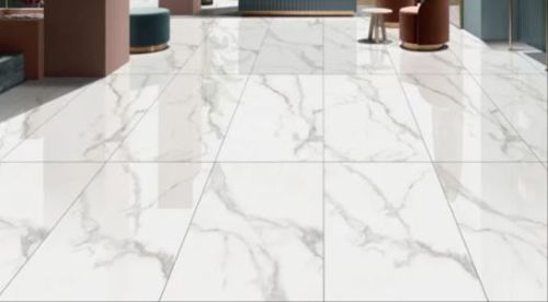 Polished Porcelain Tiles, Color : White with Grey Shade