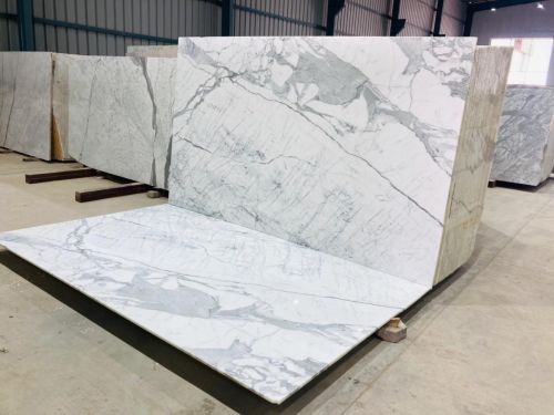 White Indian Statuario Marble Slab, Thickness : 18 to 20mm