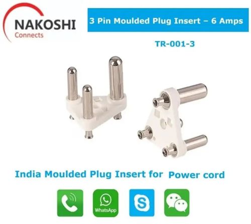 3 Pin Moulded Plug Insert 6 Amps
