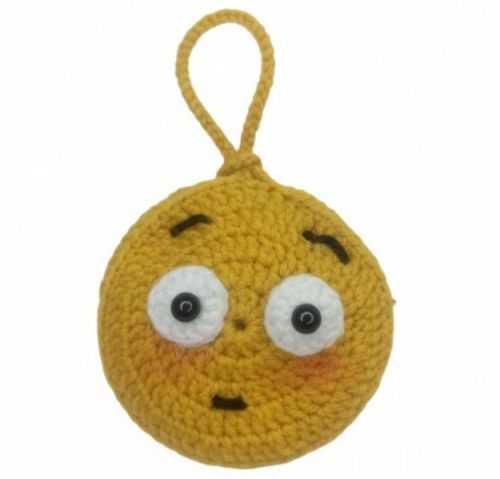 Plain Acrylic Handmade Emoji Crochet Pouch, Shape : Round