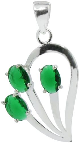 Silver Emerald Pendant, Brand Name : Samrin Sheikh Jewellers