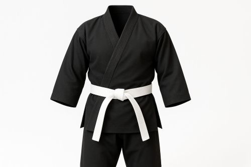 Poly-Cotton Self Design Premium Black Karate Uniform