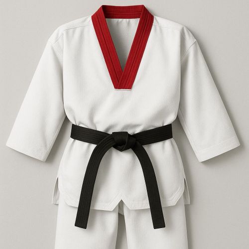 Poly-Cotton Self Design Premium Taekwondo Poomsae Uniform Red