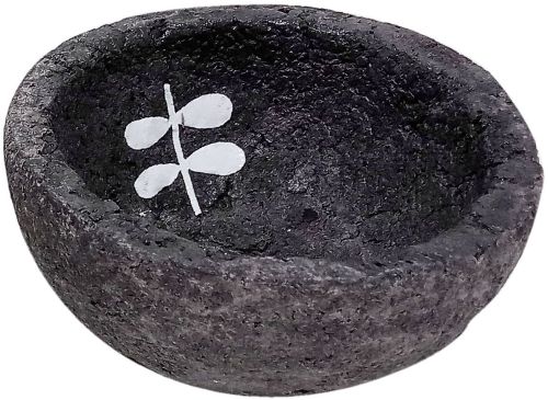 Paper Mache Decorative Bowls – Dark Grey with White Twig Leaf Print
